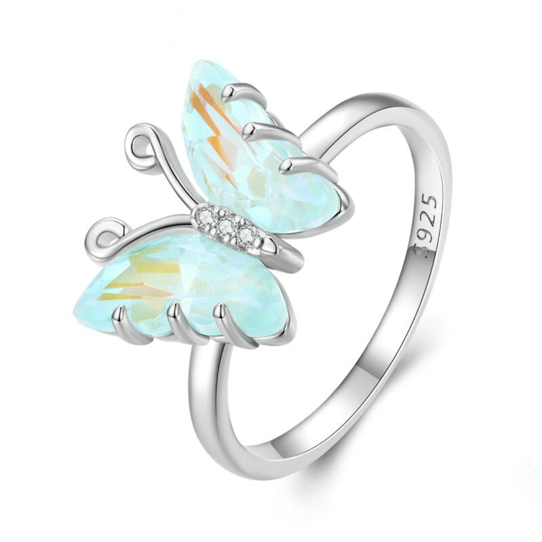 Schmetterling Aquamarin Sterling Silber Ring