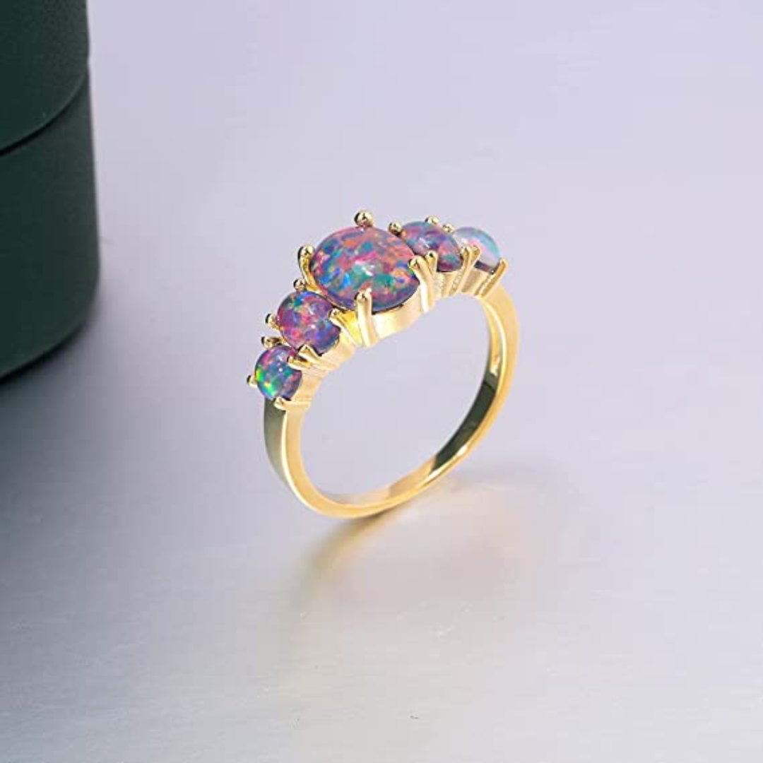 Purple Sky Fire Opal Ring