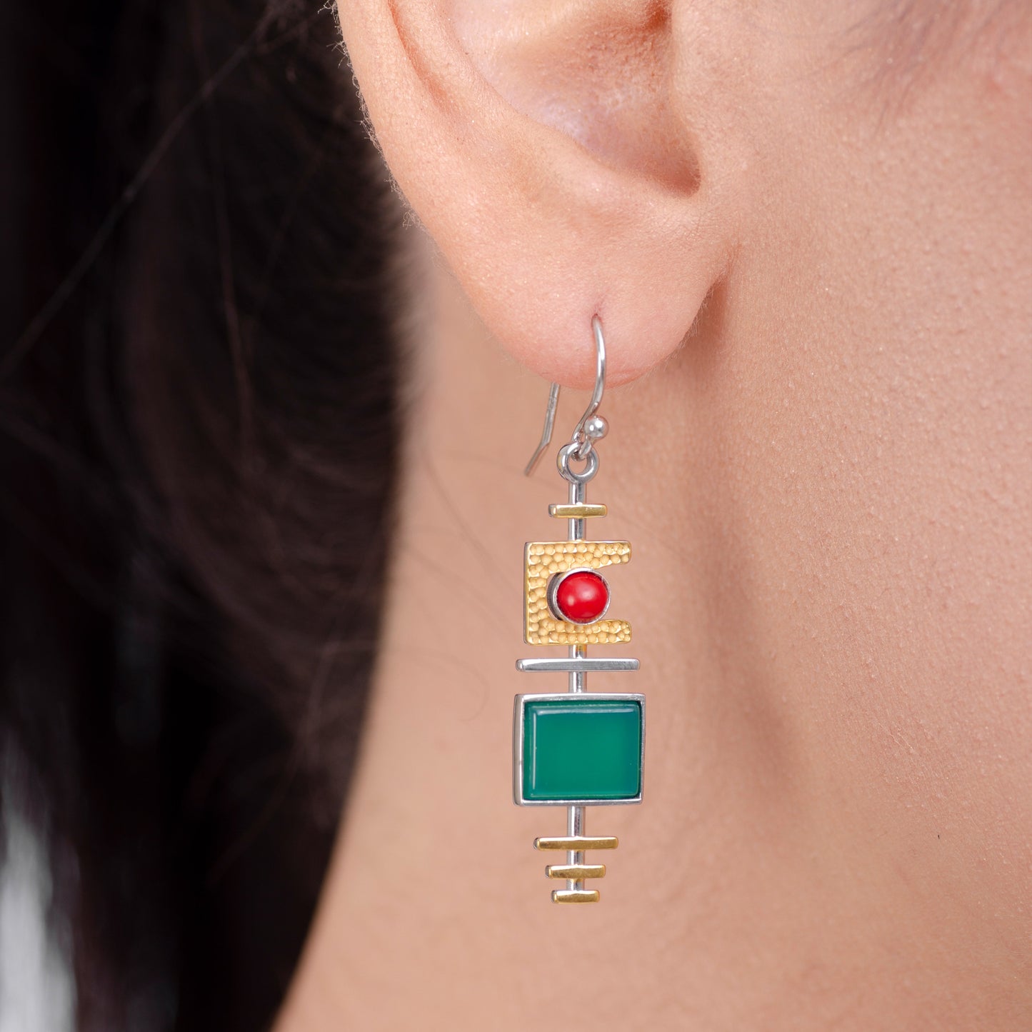Malachite Dangle Silver Earrings