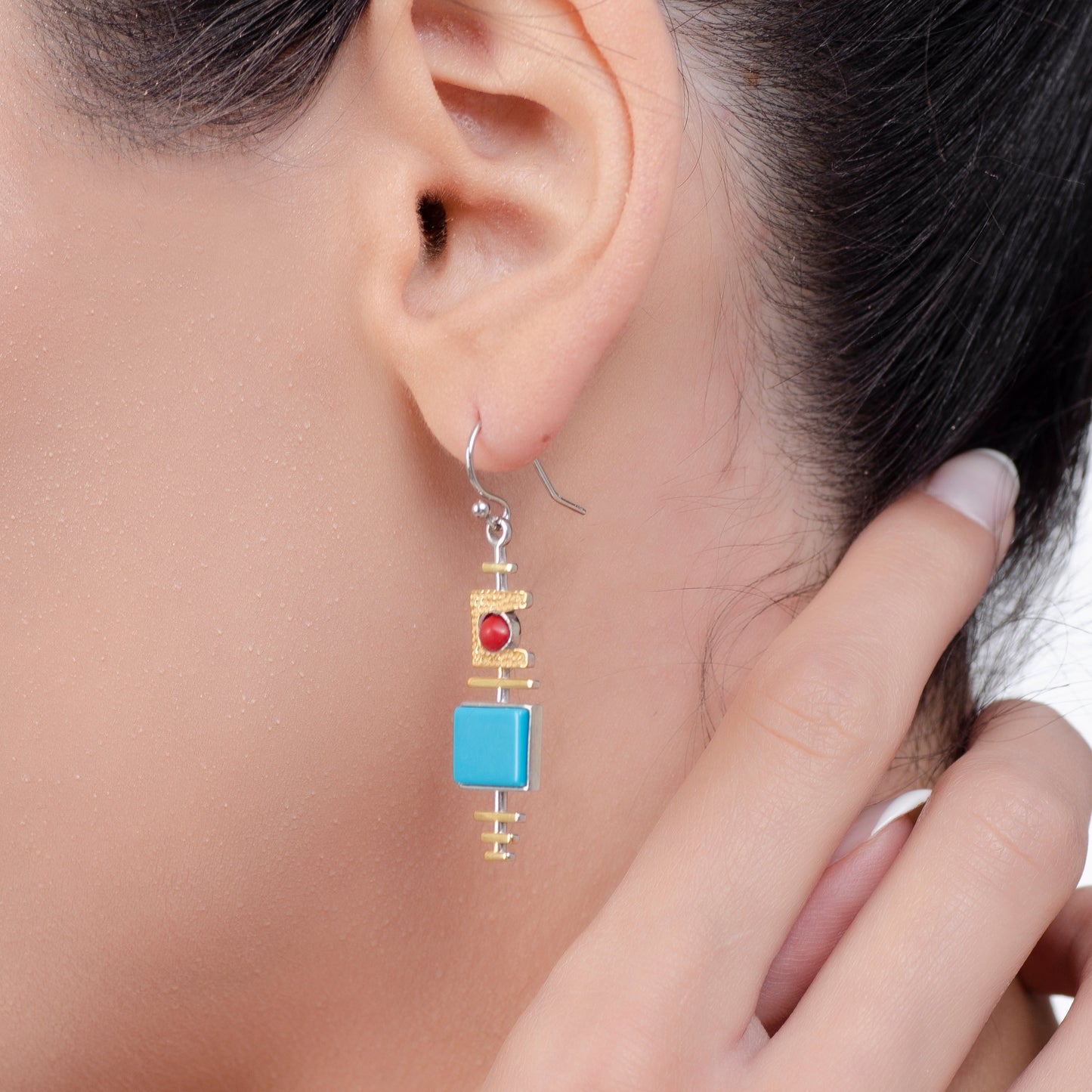 Turquoise Dangle Silver Earrings