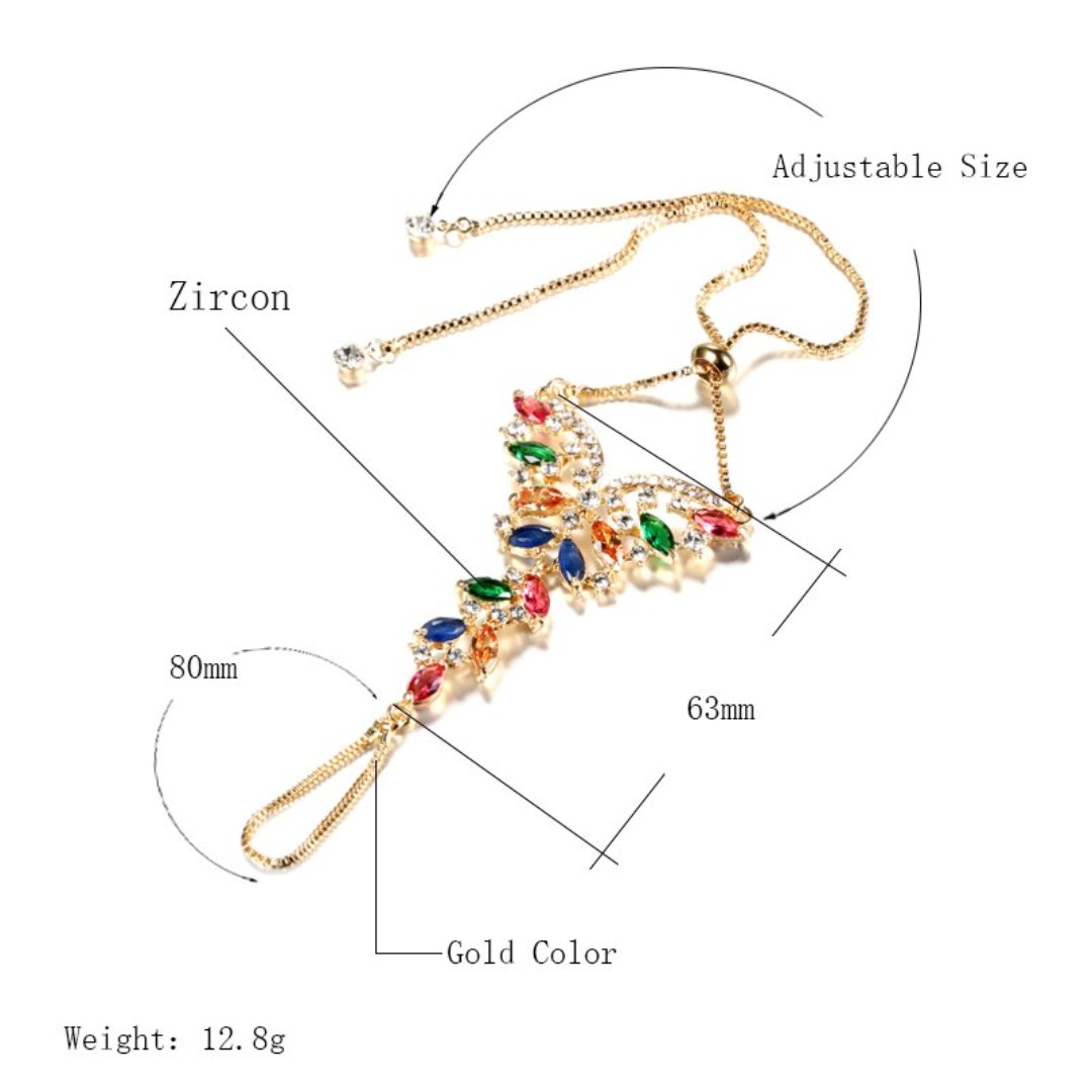 Luxury Indian Style Colorful Zirconia Gold Plated Bracelet