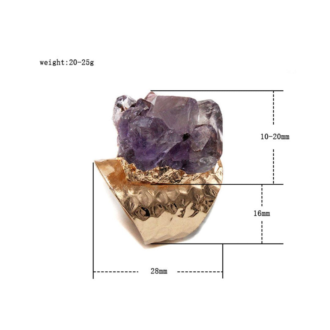 Natural Raw Amethyst Adjustable Ring