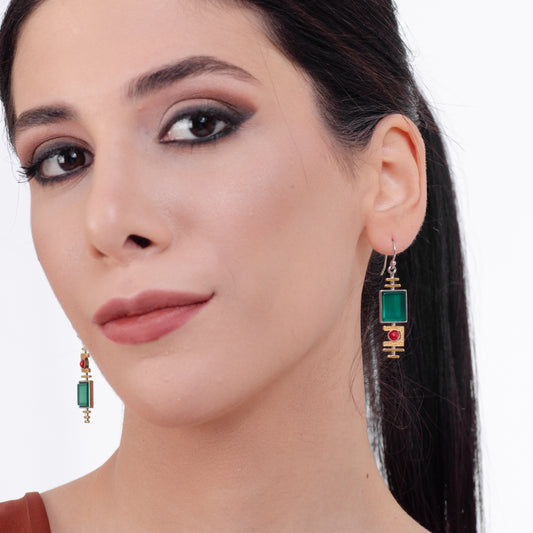 Malachite Dangle Silver Earrings