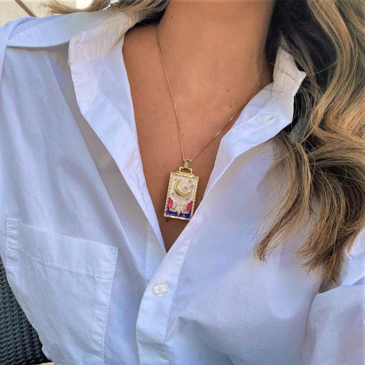Vintage Colorful Tarot Cards Necklace