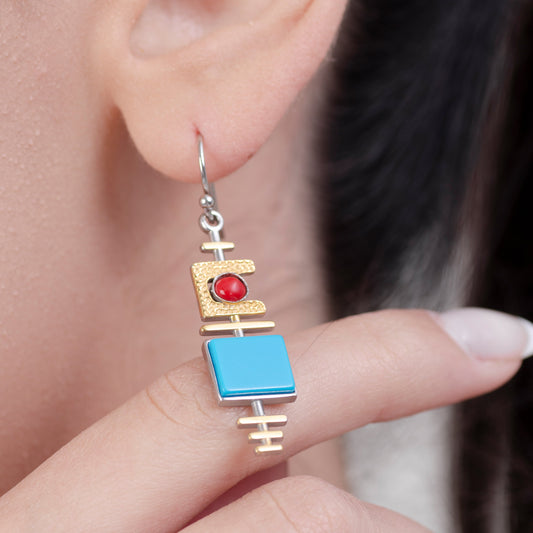 Turquoise Dangle Silver Earrings