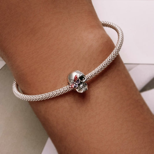 Schmetterlingsschädel 925 Sterling Silber Anhänger