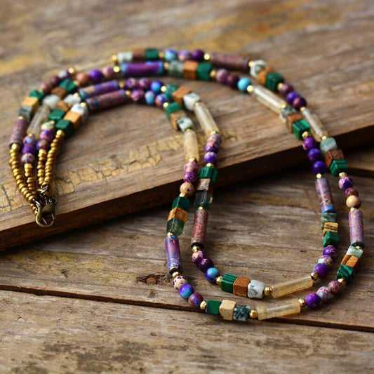 Bohemian Mix Stones Two Layers Necklace