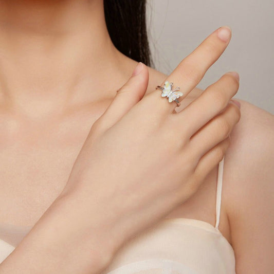 Schmetterling Aquamarin Sterling Silber Ring