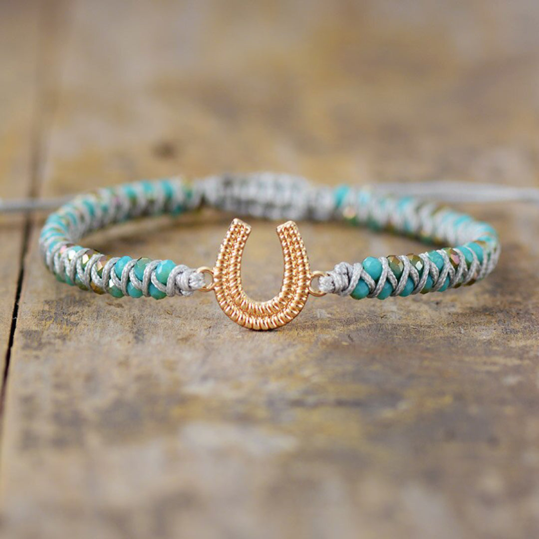 Lucky Horseshoe Blue Jasper Bracelet