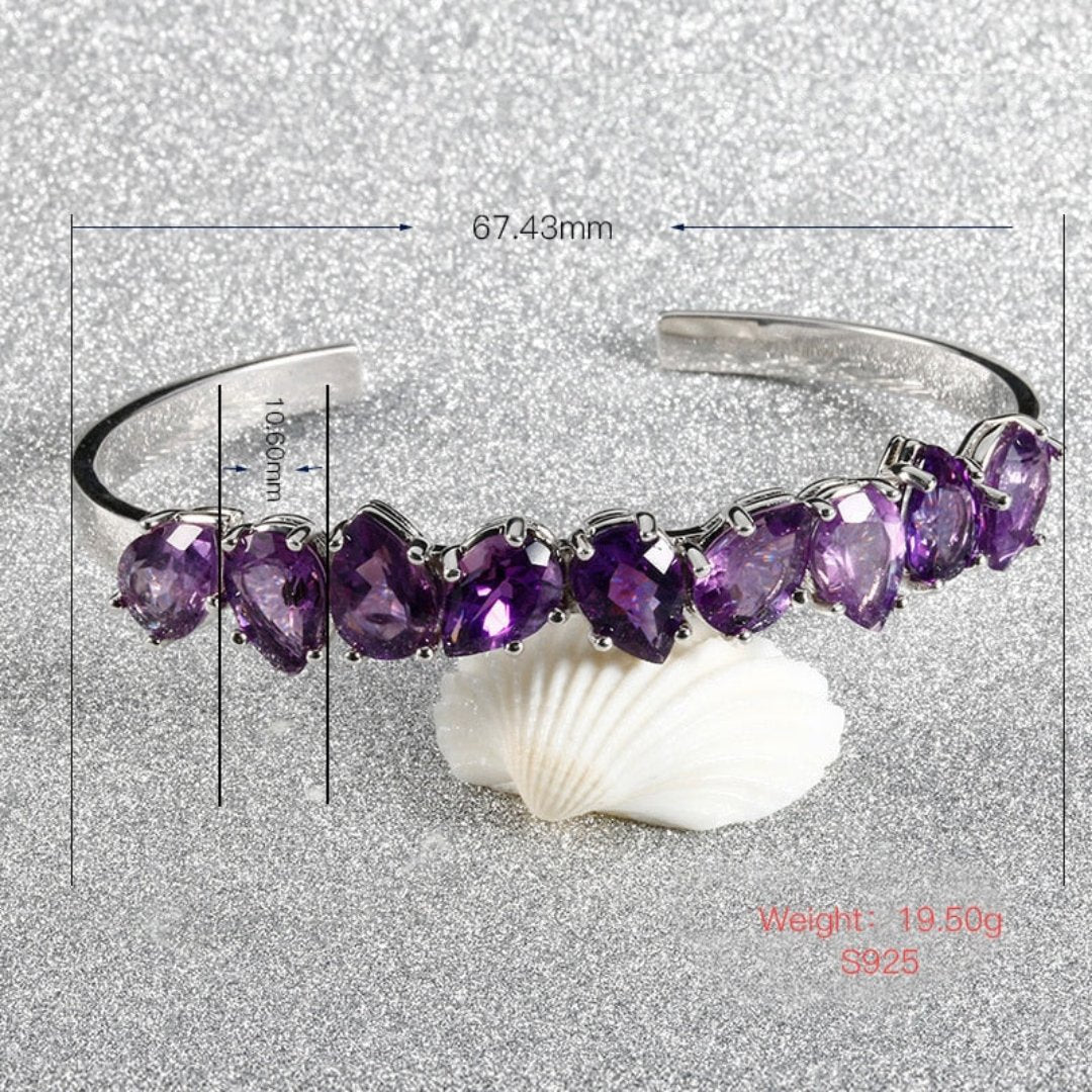 925 Sterling Silver Adjustable Amethyst Bracelet