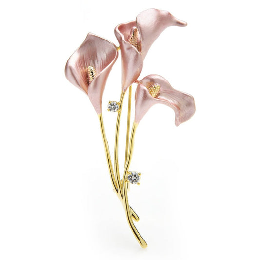 Lily Flower Enamel & Zirconia Brooch