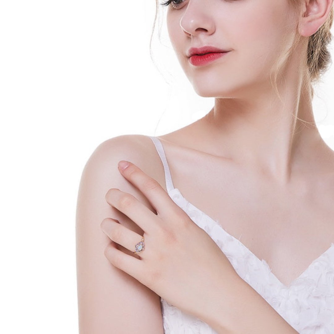 Vintage Opal 925 Silver Adjustable Ring