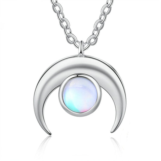 Spiritual New Moon Silver Ring & Necklace Set