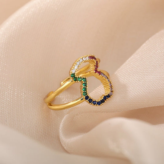 Vintage Chic Colorful Zirconia Adjustable Ring
