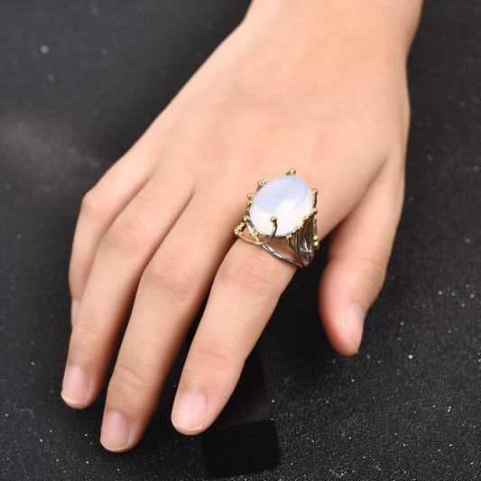 Spiritual Vintage Moonstone Silver Ring