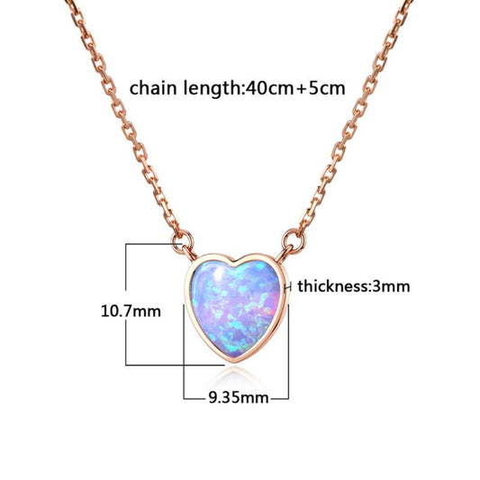 Herz Blauer Opal Stein Roségold Halskette