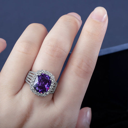 Shining Amethyst Sterling Silver Adjustable Ring
