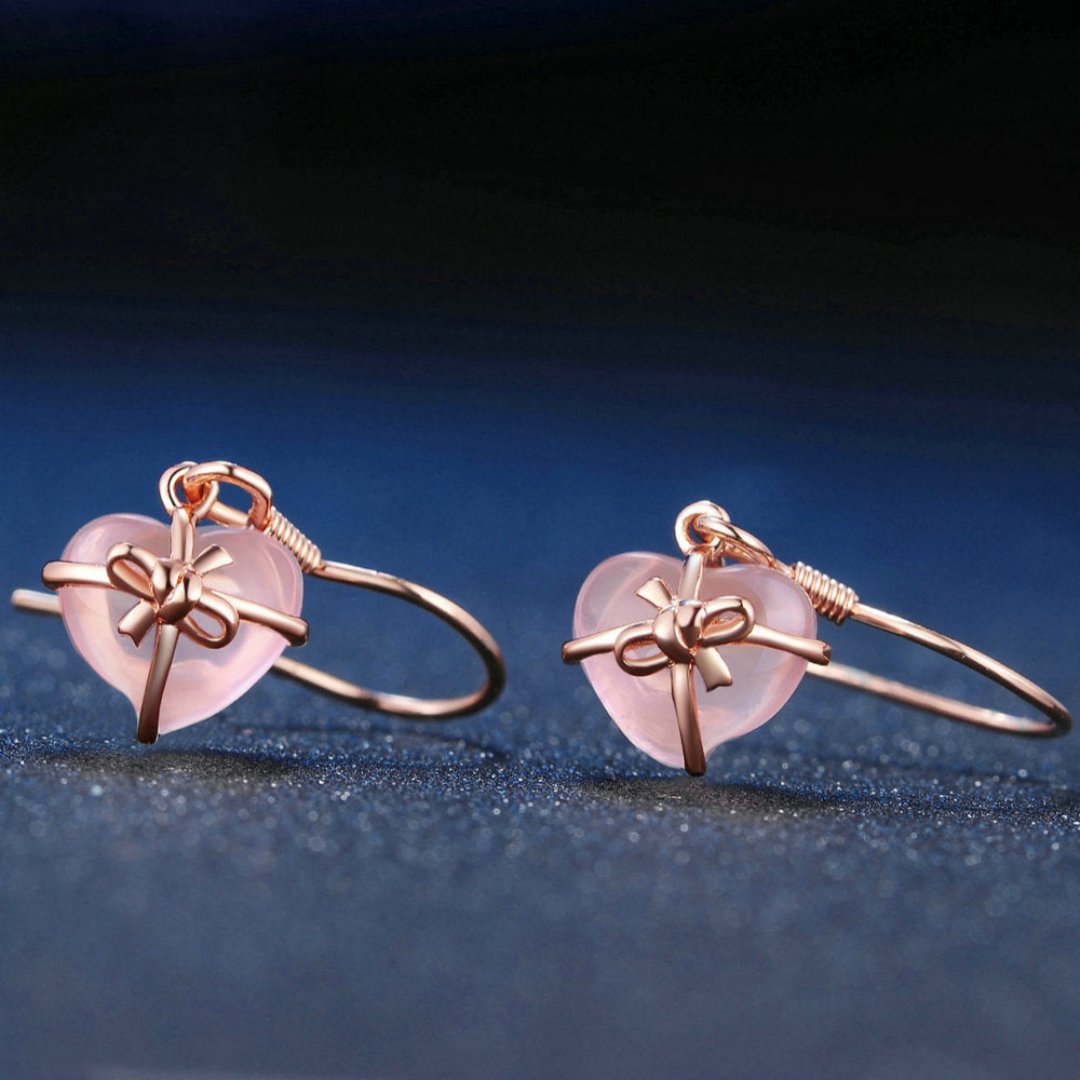 Romantic Rose Quartz 18K Gold Plated Earrings