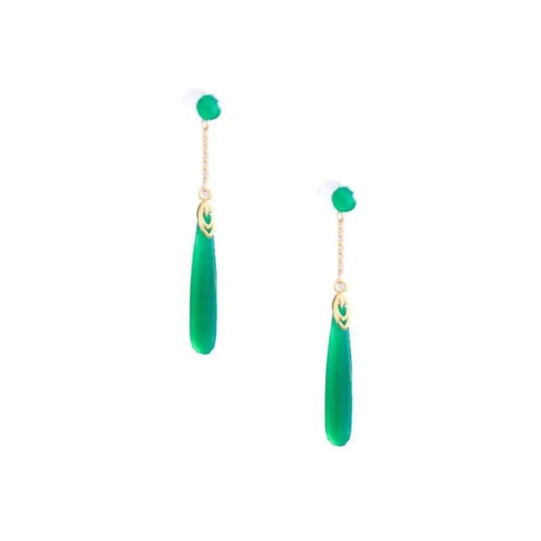 Böhmische Silbergrüne Chalcedon Ohrringe