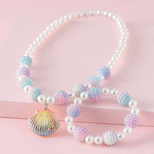 Shiny Shell Pearl Kids Jewelry Set
