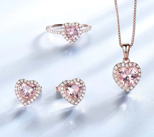 Elegant Morganite Sterling Silver Set