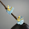 Vintage Butterfly Aquamarine Stone Earrings