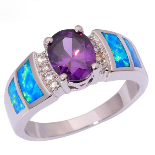 Schickes Amethyst & Blauer Opal Silberpaket