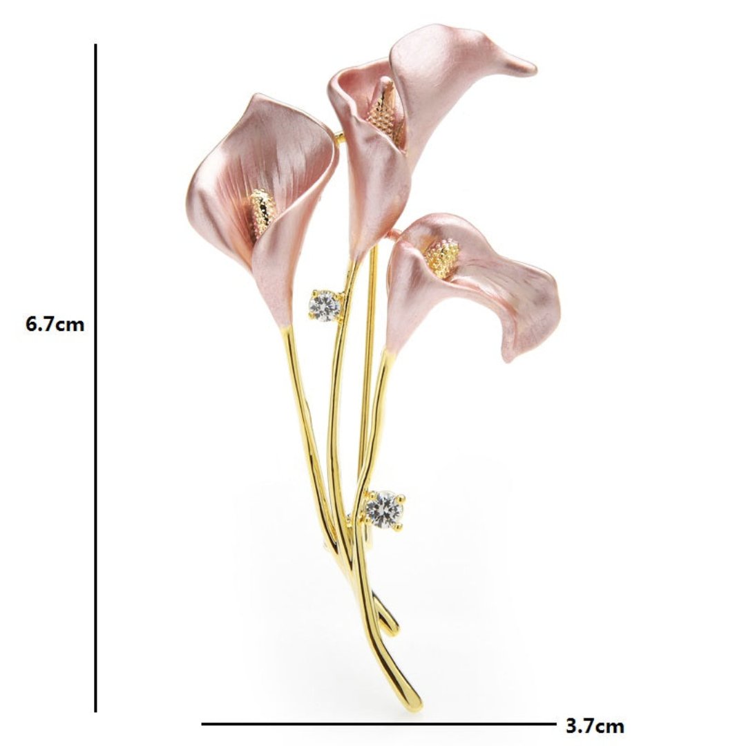 Lily Flower Enamel & Zirconia Brooch