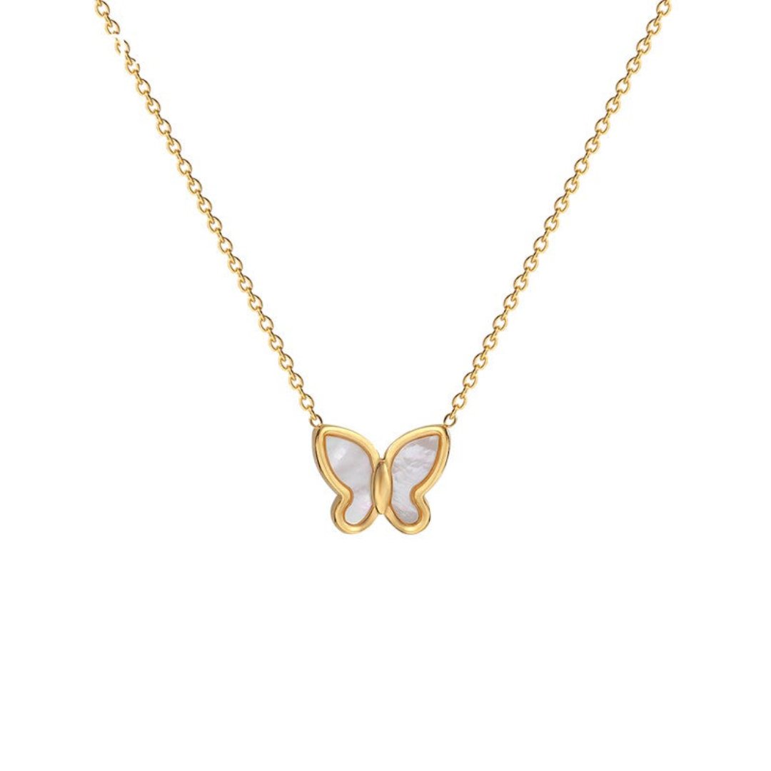 Pretty Butterfly Sea Shell Necklace