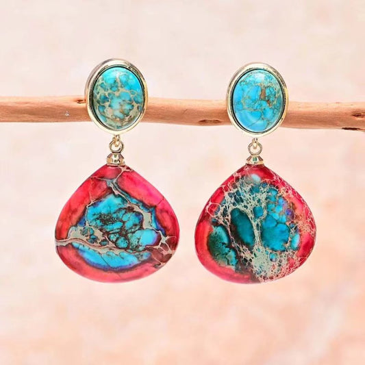 Spiritual Natural Emperor Stone Earrings