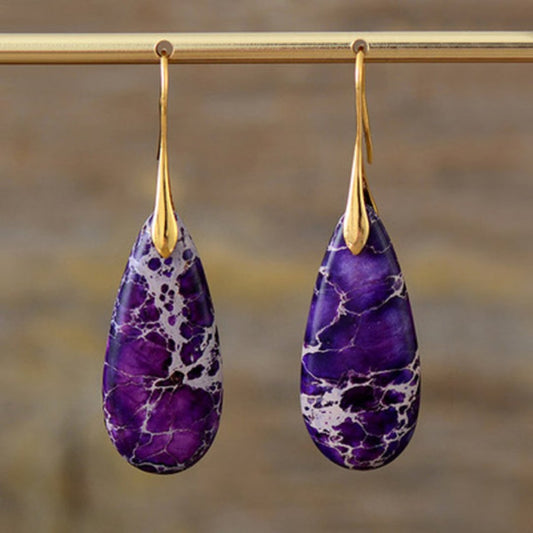Natural Purple Jasper Drop Earrings