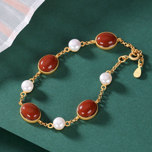 Enchanting Tourmaline & Chalcedony Pearl Bracelet