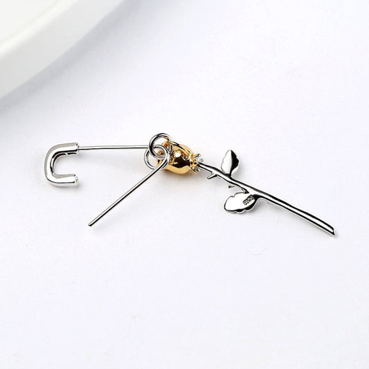 Shahmaran Rose Silver Single Earring