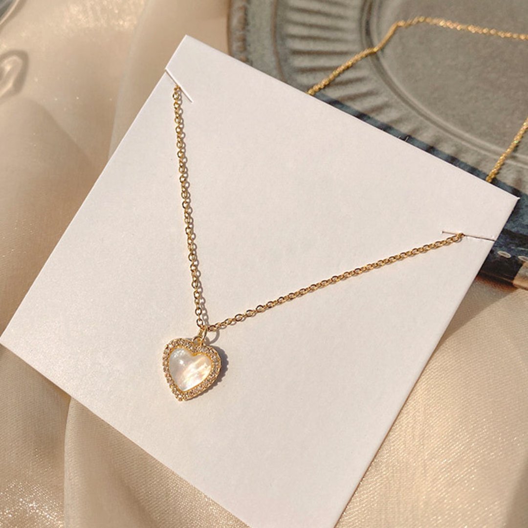 Enchanting Opal Heart 14K Gold Plated Necklace