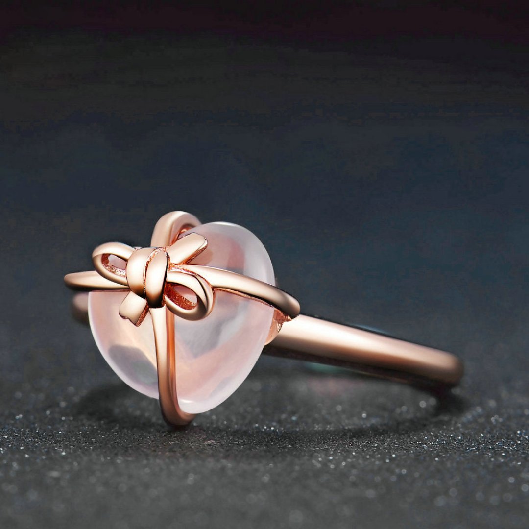 Romantic Rose Quartz 18K Gold Plated Adjustable Ring