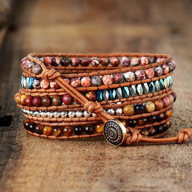 Elegant Tiger-Eye Jasper Wrap Bracelet