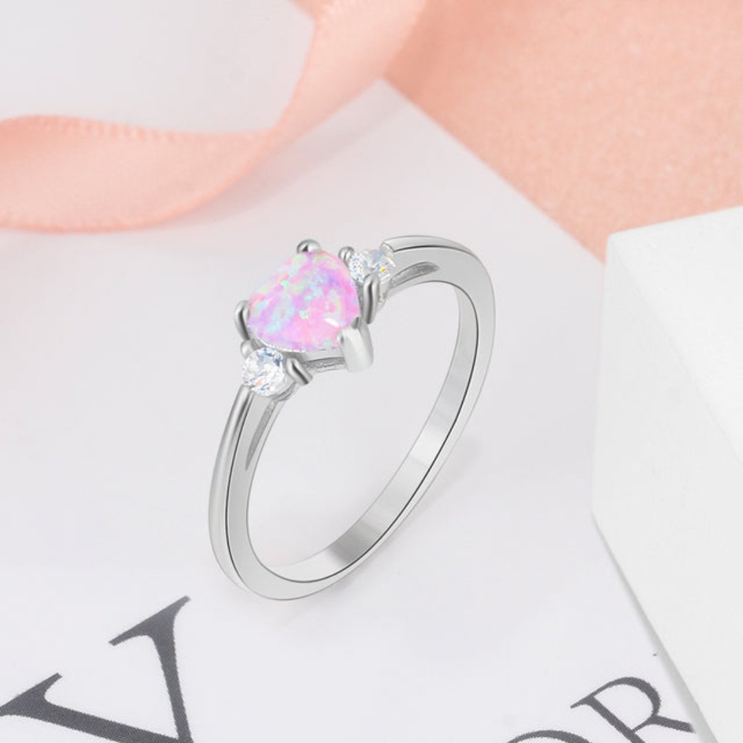 Lovely Heart Fire Opal & Zirconia Ring