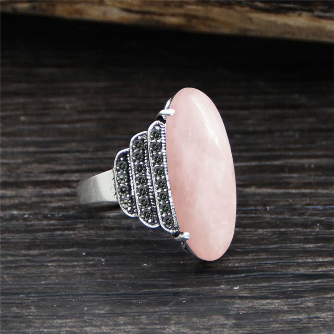Spiritual Natural Stone Silver Plated Ring