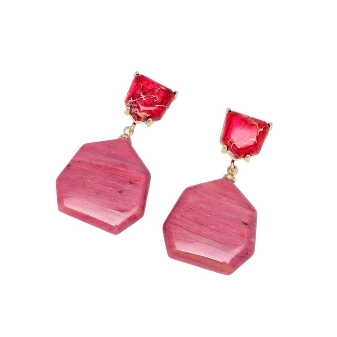 Stylish Rhodochrosite Dangle Earrings