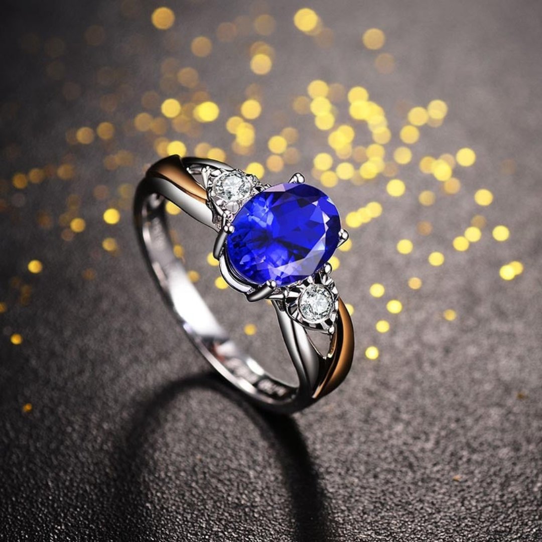 Luxury Sapphire 925 Silver Adjustable Ring