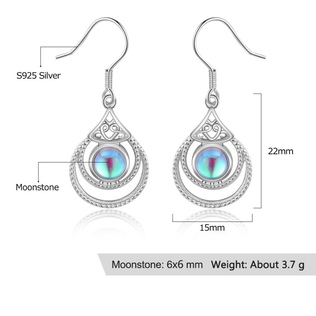 Boho Mondstein 925 Sterling Silber Ohrringe