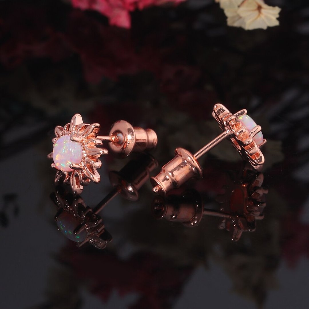 Schicke Sonnenblumen-Opal-Ohrstecker