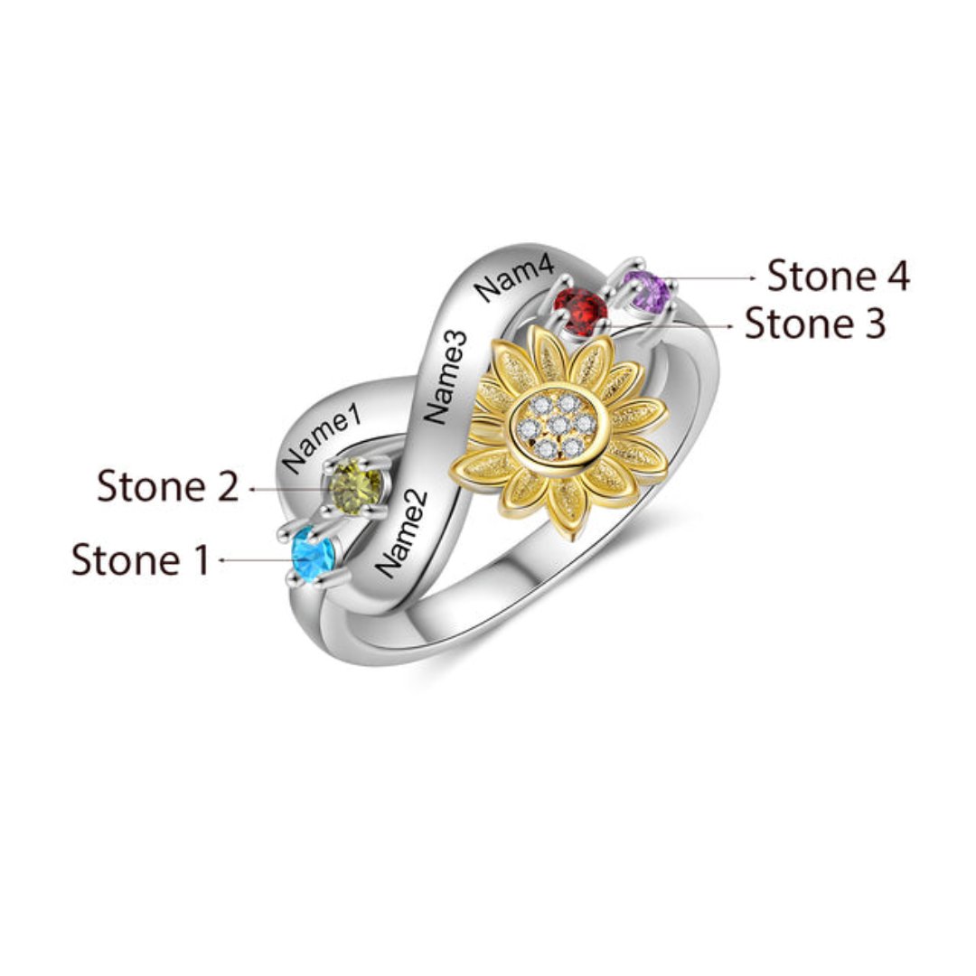 Schicker personalisierter Ring mit Sonnenblumenkristall