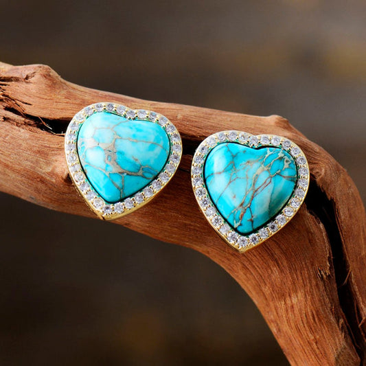 Spiritual Natural Stones Heart Stud Earrings