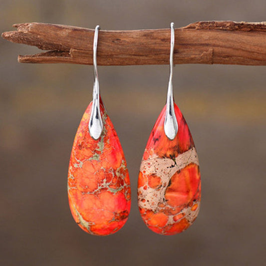 Natural Silver Orange Drop Earrings