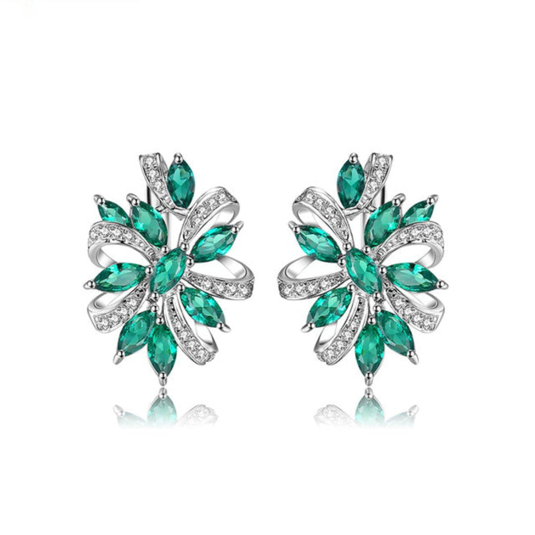 Elegant Emerald 925 Sterling Silver Earrings