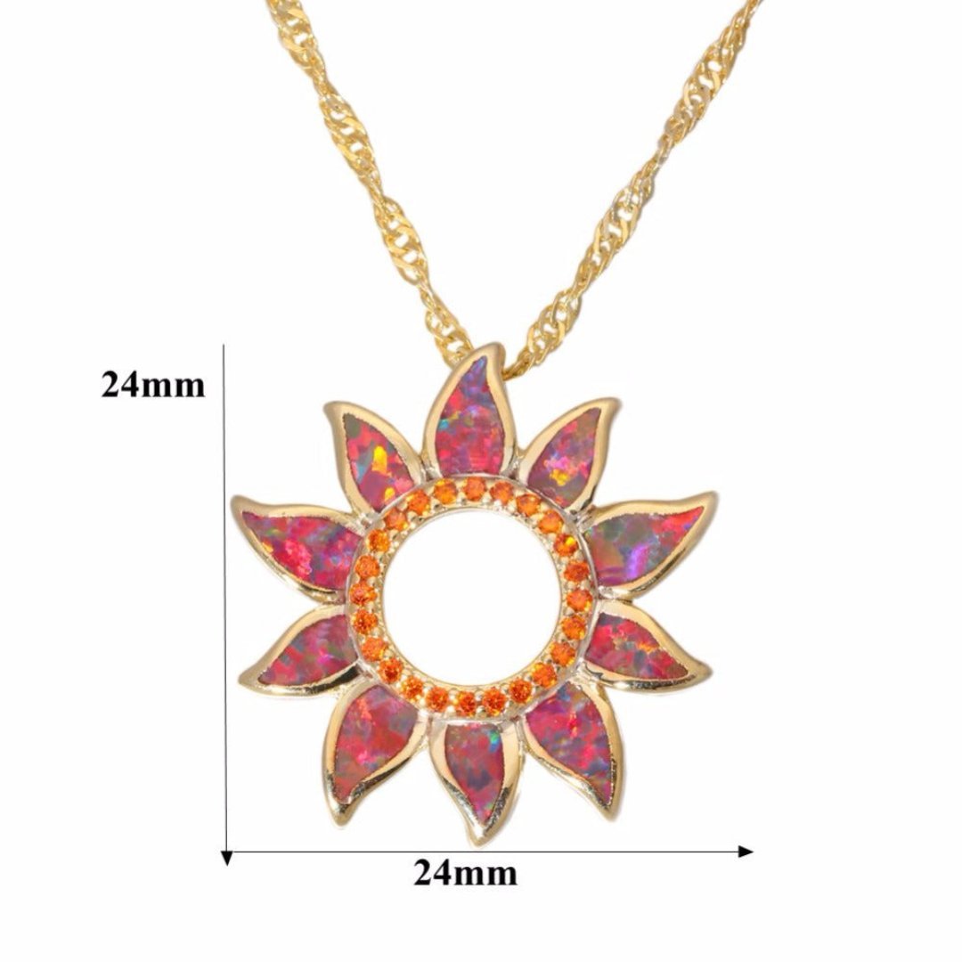 Spiritual Sun Orange Fire Opal Necklace