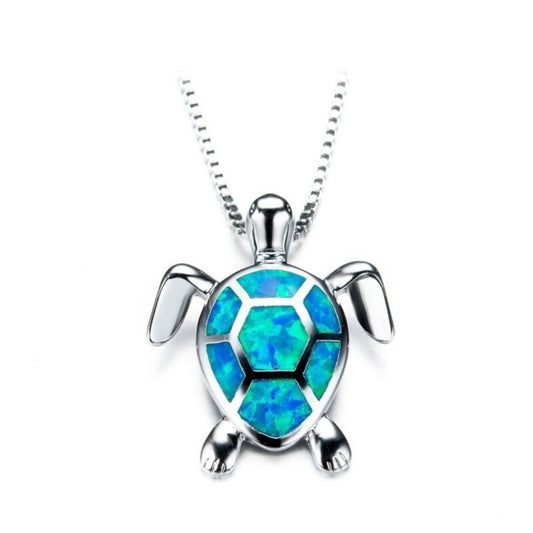 Spirit Turtle Opal Silver Necklace
