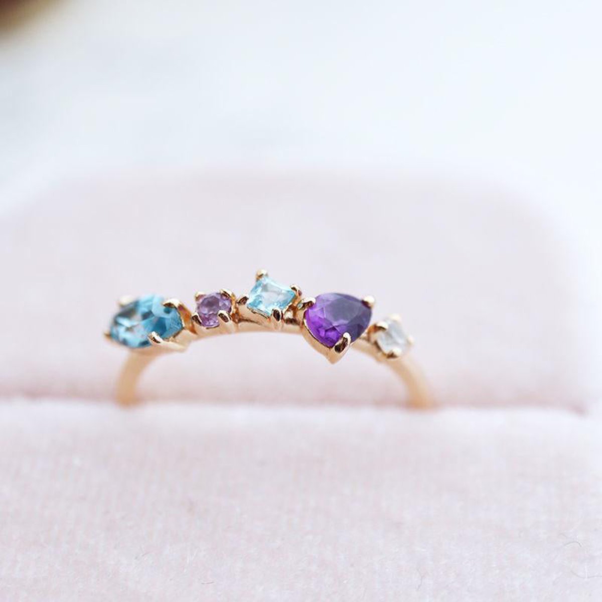 Elegant Amethyst & Sapphire Adjustable Ring