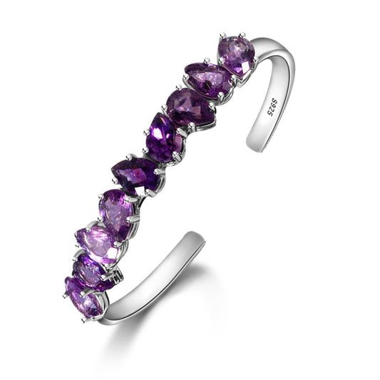 Verstellbares Amethyst-Armband aus 925er Sterlingsilber